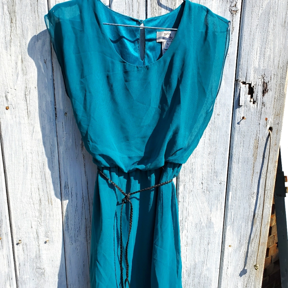 Sweet Storm Teal Feather Dress